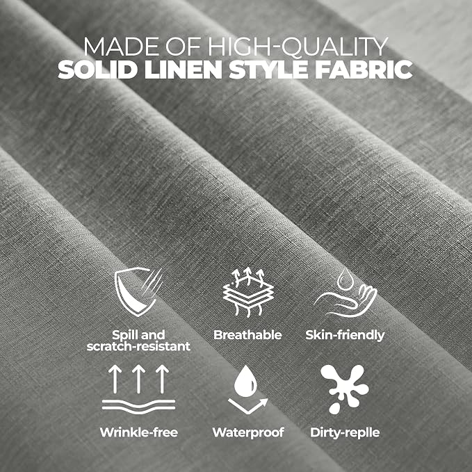 Decorelia Waterproof Round Tablecloth for Round Dining Table, Decorative Rustic Soft Wipeable Table Cloths Cover Indoor Outdoor Use for Holiday,Wedding, Kitchen (70 Inch,Round (4-6 Seats),Dark Grey)