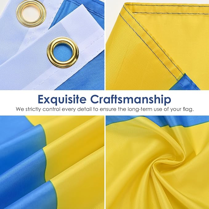 AhfuLife Swedish flag Sweden Flag 3x5 Ft, Large Swedish National Flags for Outside - Double Side with Brass Eyelets for Olympic Party Decorations, Bar Garden Street Decoration Indoor Outdoor