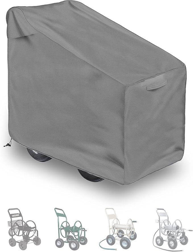 Hose Reel Cart Cover 420D Buckle Vent Handles Fit | Oxford fabric,39" x28" x 39",heavy duty cover,UV resistance,waterproof,backyard,patio,garden storage