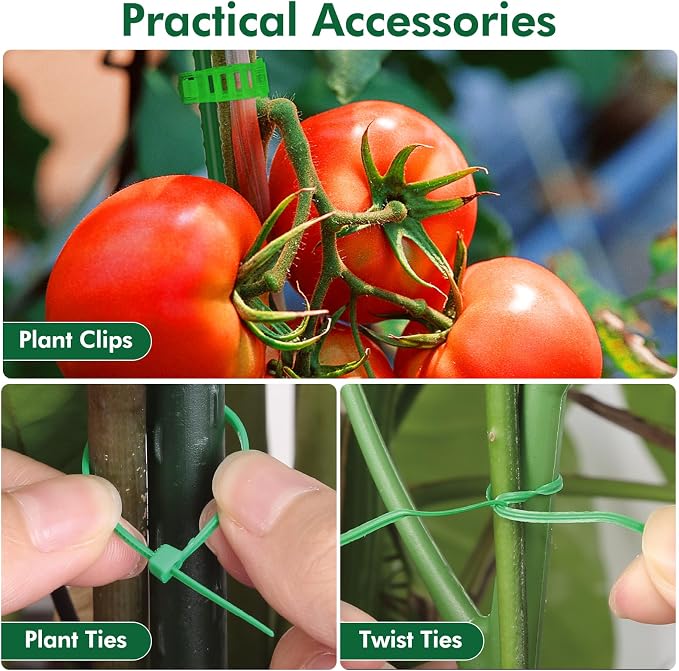 ROADPLUM 3 Pack 48" Tomato Cages for Garden, Plastic Coated Steel Pipe Heavy Duty Adjustable Tomato Stakes Trellis Plant Cages for Vegetable, Fruit, Flower, Rose Vine Climbing Plants