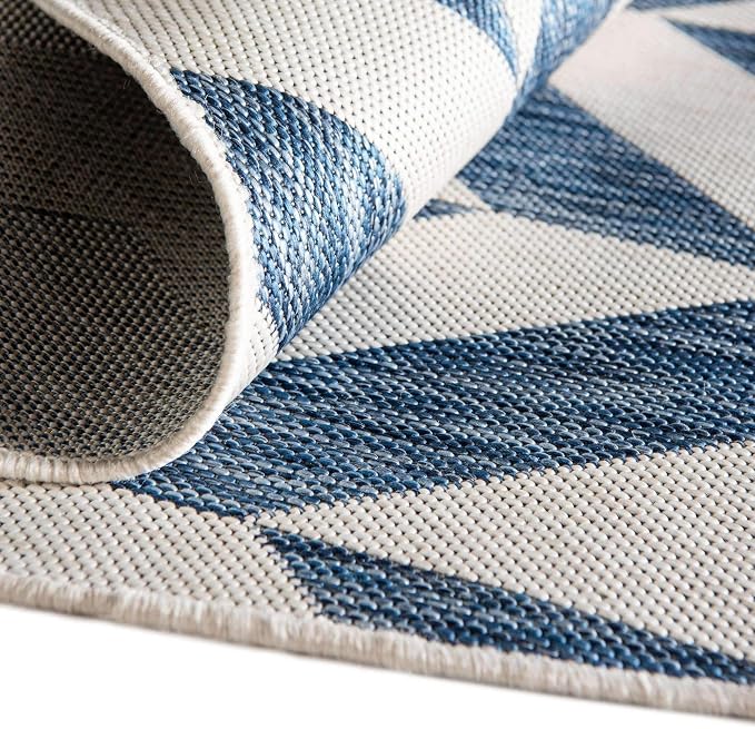 Unique Loom Jill Zarin Outdoor Collection Area Rug - Napa (4' 1" Round, Blue/ Ivory)