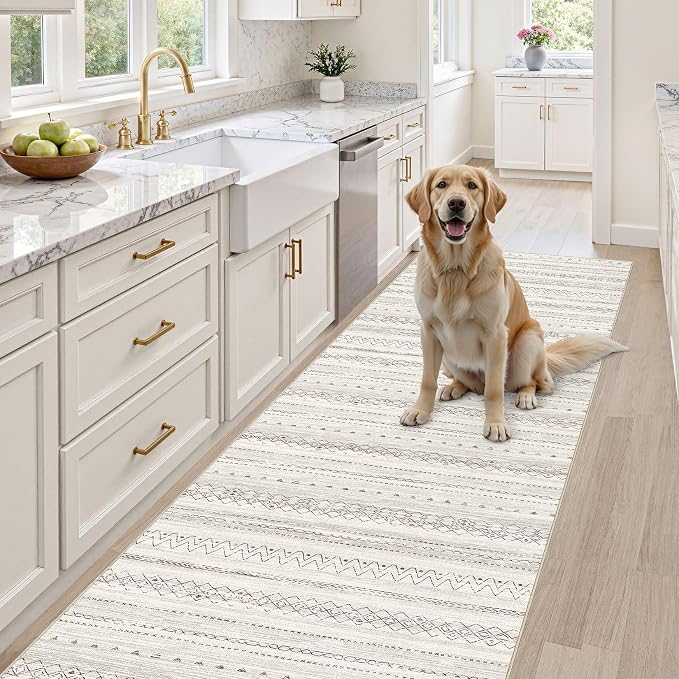 cotiled Hallway 2.6x8 Runner Rugs Washable Boho Rug Brown | Stain Resistan Indoor Carpet for Entryway Kitchen Laundry Room Bedroom