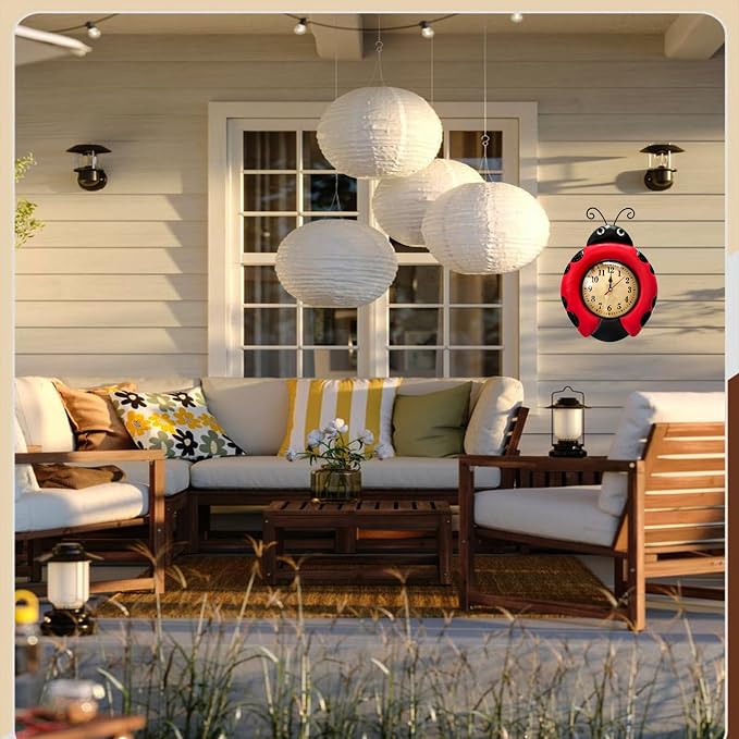 TXYS Wall Clock for Home Ladybug Decor Art Decorations Great for Office/Outside Clock (Ladybug Clocks)