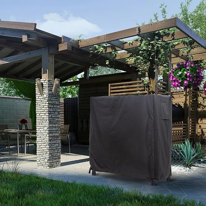 Heavy Duty Waterproof Log Rack Cover - Outdoor Fire Wood Protection Cover, 4ft - UV Protection, Black