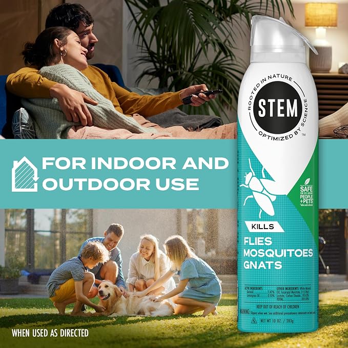 STEM Kills Flies, Mosquitoes and Gnats: Plant-Based Active Ingredient Bug Spray, Botanical Insecticide for Indoor and Outdoor Use; 10 fl oz (Pack of 3)