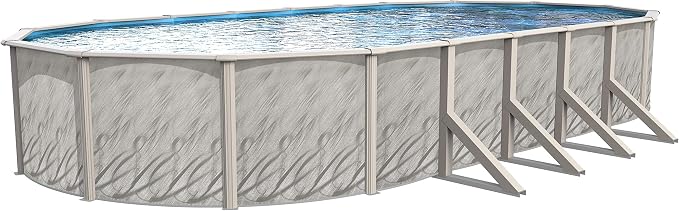 Pools 'Meadows' 15 ft x 24 ft Oval Above Ground Swimming Pool | 52 Inch Resin Protected Steel Sided Walls | Bundle Includes: 25 Gauge Overlap Liner & Widemouth Skimmer