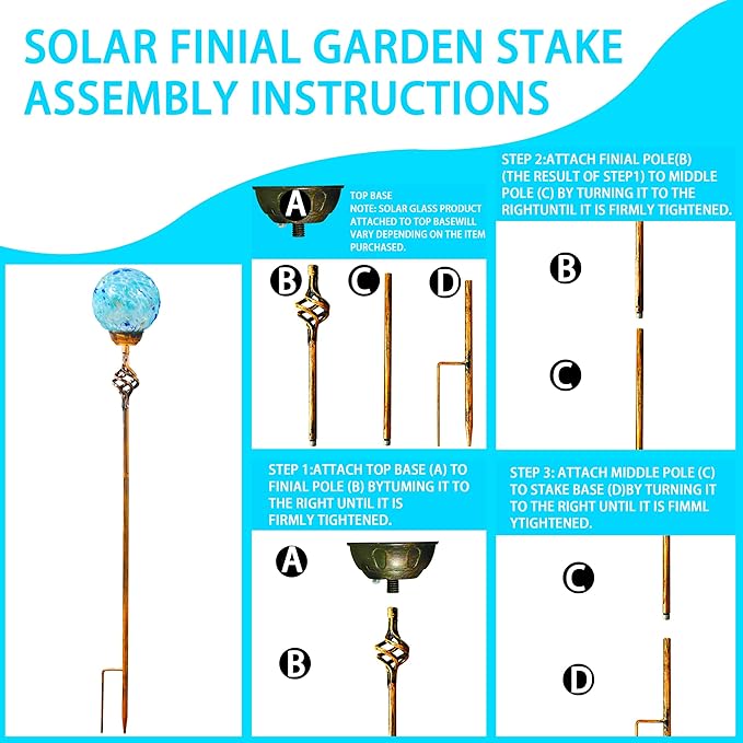 Garden Solar Lights Outdoor, Decorative LED Honeycomb Glass Ball Garden Stake, Glass and Metal Outdoor Decoration, 4 x 31 Inch (Light Blue)
