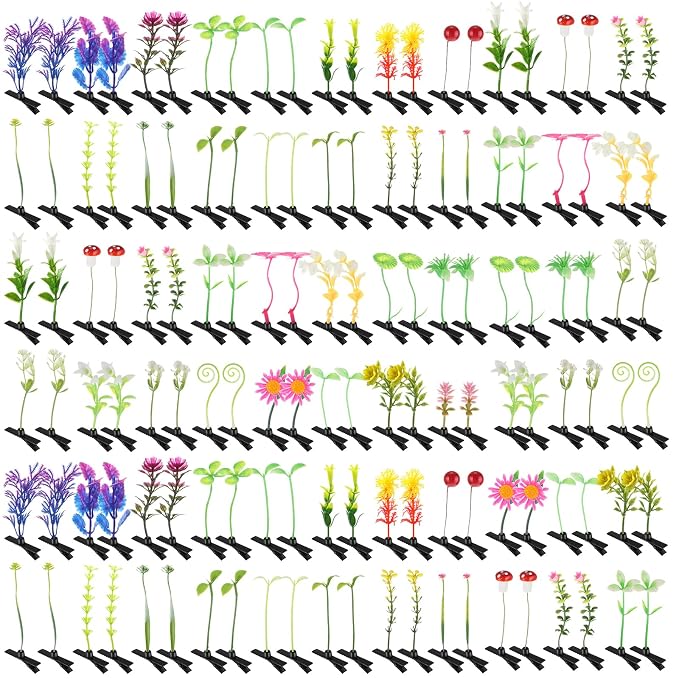Tigeen Rave Sprouts Bean Sprout Funny Hair Clips Mixed Style Plant Hairpins Hair Accessories for Home Party Irish (400 Pcs,Plant Style)