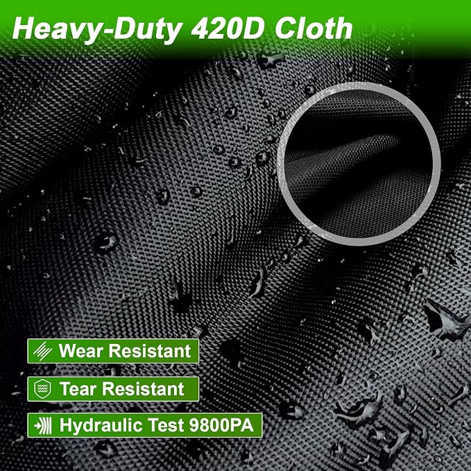 EVRBUL Upgraded Deck Box Cover 63×30×28 Inch for 150-230 Gallon Outdoor Storage Container Heavy Duty 420D Cover with Durable Two-way Zipper Windproof Buckles and Drawstrings