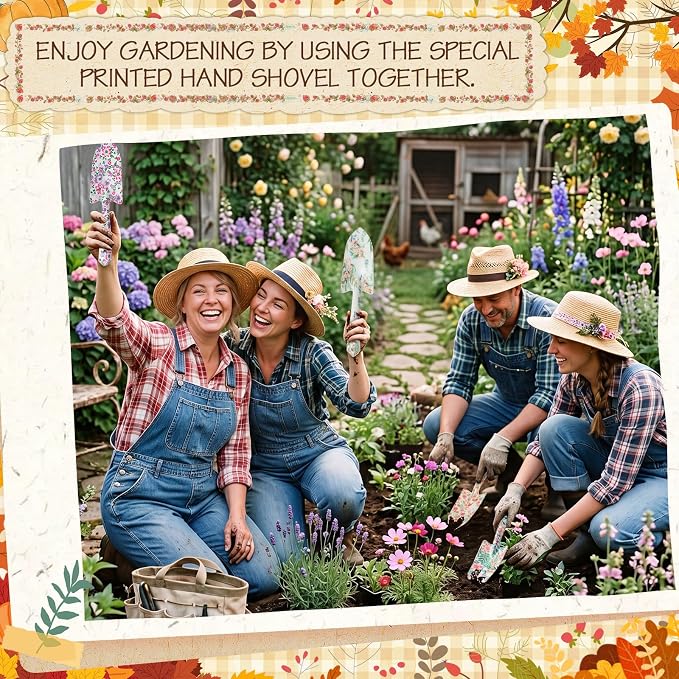 24 Pcs Floral Garden Shovels Bulk Gardening Gift for Women Heavy Duty Metal Garden Tools Floral Hand Shovel Planting for Summer Employees Birthday Thank You Gifts (Multiple Flowers)