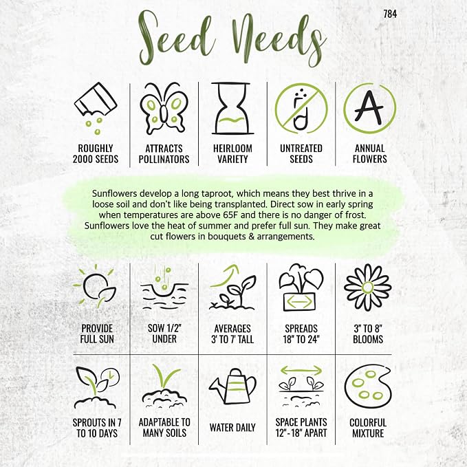 Seed Needs Sunflower Seeds to Plant Original Crazy Blend 2 Ounce Bulk Pack