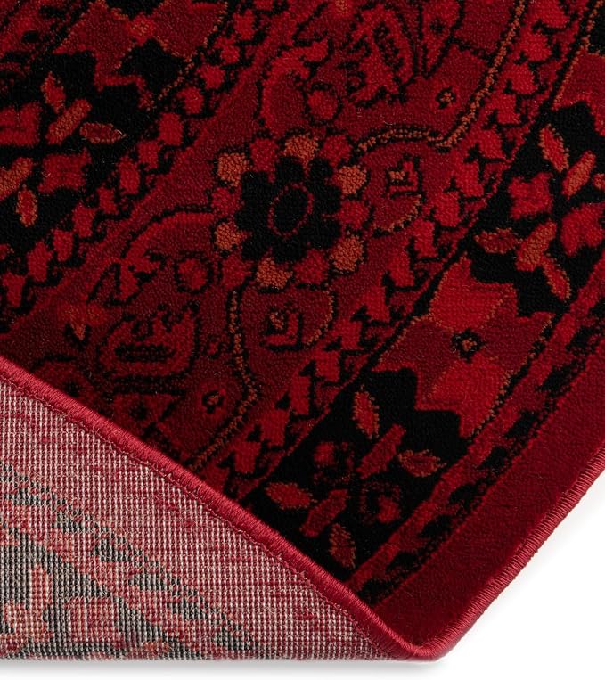 Unique Loom Tekke Collection Area Rug - Sheibani (5' 3" x 8' Oval, Red/ Black)