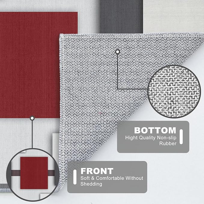 Red and Black Runner Rug 2x6 for Hallway Geometric Mid Century Rugs | Washable Modern Abstract Rug Low Pile Non-Slip Long Carpet for Kitchen Bedroom Doorway Bathroom Laundry
