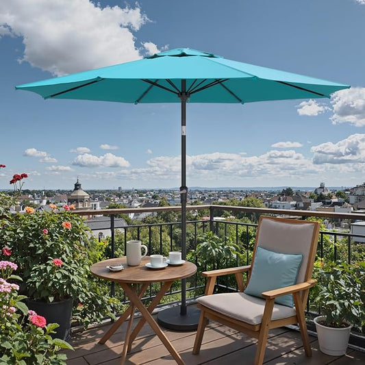 Sannwsg Patio Umbrellas, Pool Umbrella with 8 Sturdy Ribs, Outdoor Umbrella with Push Button Tilt/Crank, Deck Umbrellas, Market Umbrela Table for Backyard, Deck, Garden, Pool