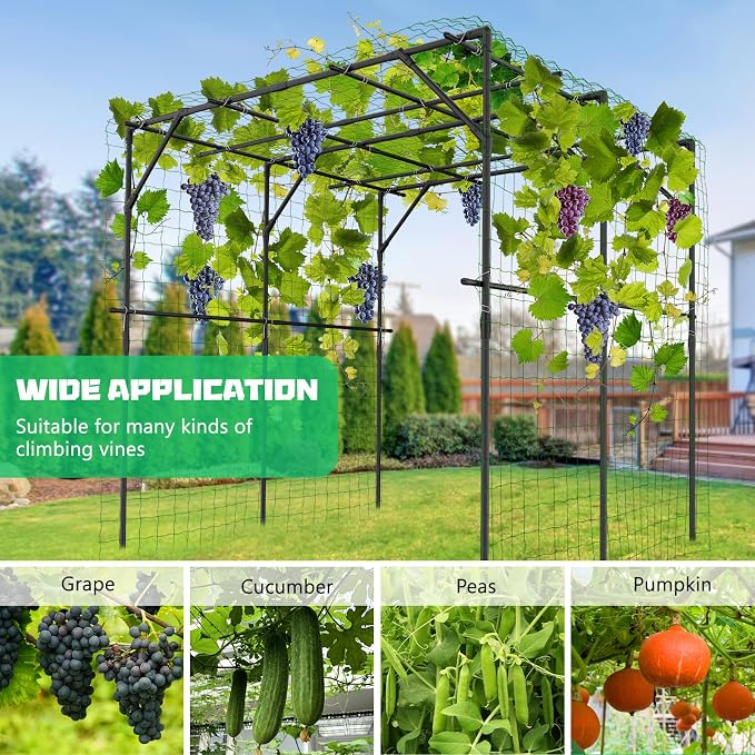 DoCred Garden Arch Trellis for Climbing Plants, 79 Inch Tall Metal Plant Support Trellis Archway for Climbing Vine Vegetable/Fruit/Flower Outdoor Yard Lawn Garden Arch Tunnel Trellis