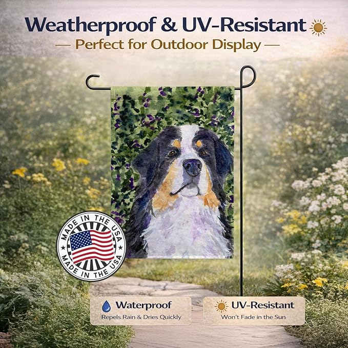 Caroline's Treasures SS8830GF Bernese Mountain Dog Garden Flag Mailbox Flag Decorative Yard Flag Banner Outside Patio Artwork Yard Flower Beds, Garden Size, Multicolor