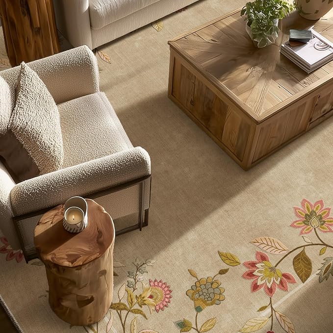 Washable Rug 8x10 Area Rugs for Living Room: Bedroom Rug Stain Resistant Non Slip Low Pile Ultra Soft Faux Wool Lightweight Large Carpets for Dining Room Kitchen Nursery Farmhouse Home Office Indoor