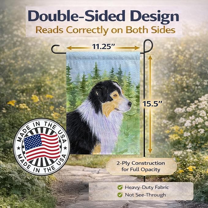 Caroline's Treasures SS8316GF Australian Shepherd Garden Flag Mailbox Flag Decorative Yard Flag Banner Outside Patio Artwork Yard Flower Beds, Garden Size, Multicolor