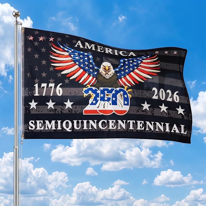 250th Anniversary Flag 1776-2026, 3x5 Ft American USA Flag for Outside, Vintage Bald Eagle Patriotic Flag with Brass Grommets, Heavy Duty Indoor Outdoor Decor