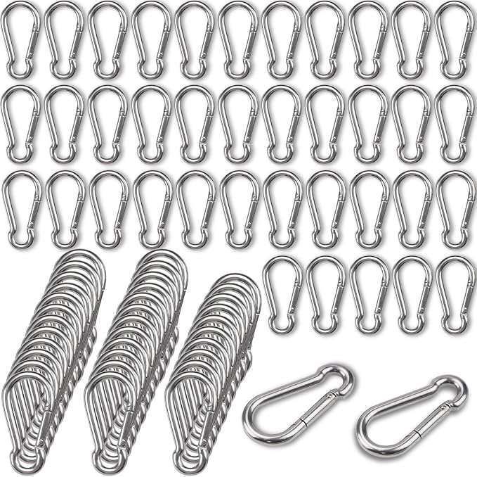 Heavy-Duty Carabiner Clip 1.57"–5.5", Black/Silver Spring Snap Hook, Quick Link Keychain Clip for Keys, Swing Set, Camping, Fishing, Hiking & Traveling (120–1350 lbs)