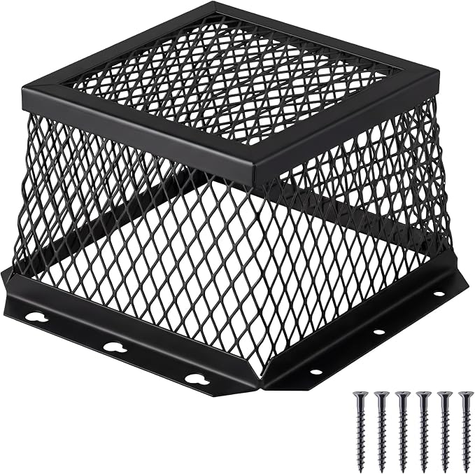 Pasimy 1 Pcs 7" L x 7" W x 5" H Black Stainless Steel Vent Guard, Outside Dryer Vent Cover, Bird & Rodent Proof Exhaust Guard Hood Cover for Bathroom Kitchen Outdoor