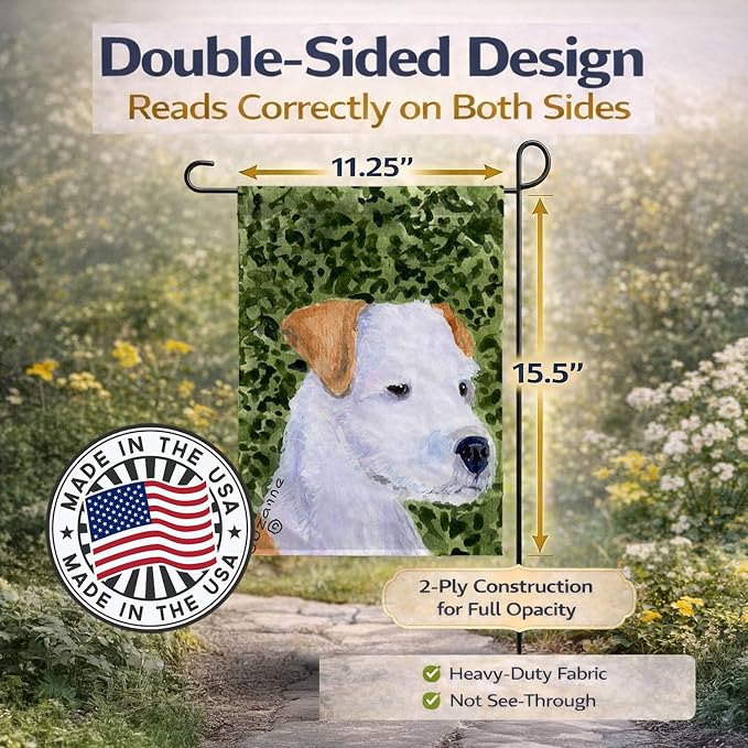 Caroline's Treasures SS8728GF Jack Russell Terrier Garden Flag Mailbox Flag Decorative Yard Flag Banner Outside Patio Artwork Yard Flower Beds, Garden Size, Multicolor