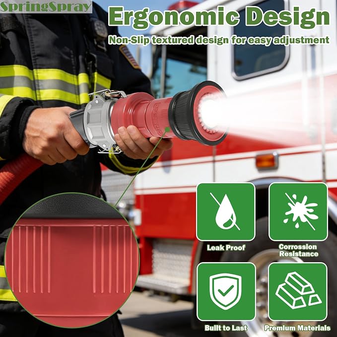 2" NPSH Aluminum Camlock Fitting Coupling With Heavy-Duty Industrial Fire Hose Nozzle 2 inch Fire Equipment Constant Flow Fog Nozzle