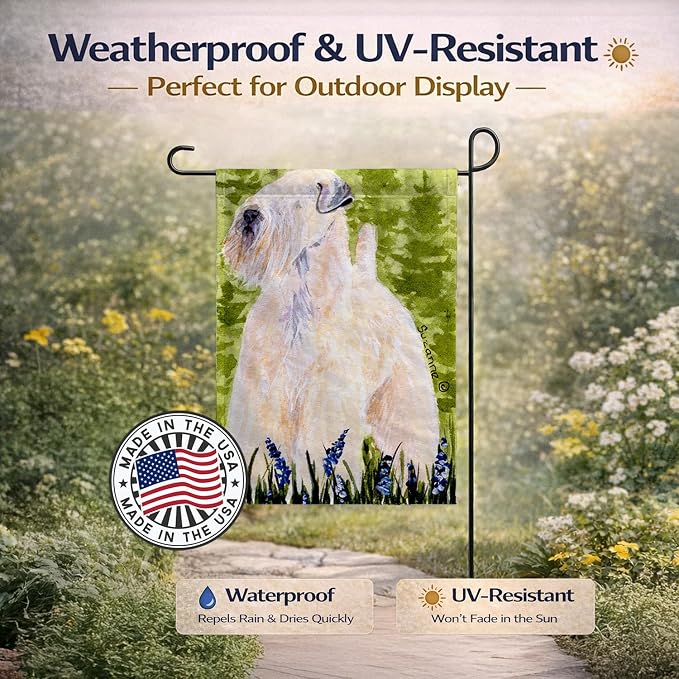 Caroline's Treasures SS1022GF Wheaten Terrier Soft Coated Garden Flag Mailbox Flag Decorative Yard Flag Banner Outside Patio Artwork Yard Flower Beds, Garden Size, Multicolor