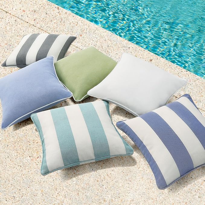 Unimatta Decorative Outdoor Water Repellent Throw Pillows with Inserts, Set of 4, 20" x20" Pillows for Patio, Backyard, Bed, Couch, and Patio Furniture, Linen