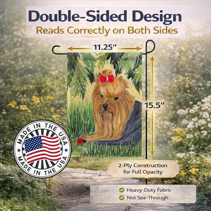 Caroline's Treasures SS8258GF Yorkie Garden Flag Mailbox Flag Decorative Yard Flag Banner Outside Patio Artwork Yard Flower Beds, Garden Size, Multicolor