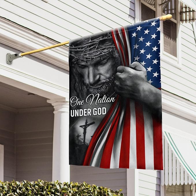 FLAGWIX Christian Patriot American Flags, One Nation Under God - 4th of July Decorations for Home, Outside, Indoor Outdoor Flag, House Flag 30x40 - Double Sided, Heavy Duty Canvas, Fade Resistant