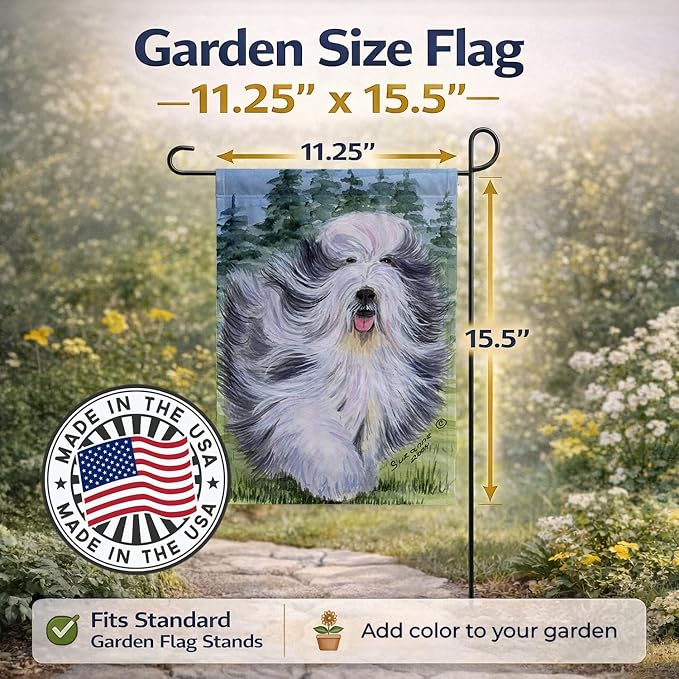 Caroline's Treasures SS8037GF Bearded Collie Garden Flag Mailbox Flag Decorative Yard Flag Banner Outside Patio Artwork Yard Flower Beds, Garden Size, Multicolor