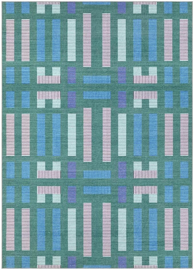 cotiled Boho 8x10 Area Rugs for Living Room: Large Moroccan Washable Rug | Solve Modern Neutral Trendy Home Decor - Stain Resistan Carpet for Bedroom Farmhouse Dining Room Green