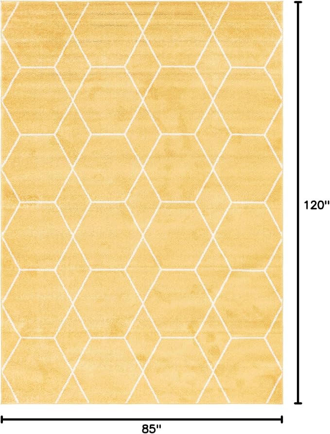 Unique Loom Trellis Frieze Collection Area Rug - Geometric (7' 1" x 10' Rectangle Yellow/Ivory)