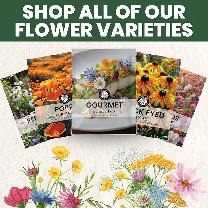 Gourmet Edible Mix – 5,000 Premium Seeds for Planting – Fresh Culinary Flowers & Herbs – 2026 Season – 1 Ounce Pouch