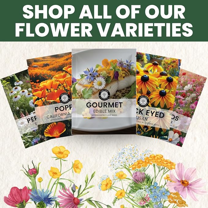 Gourmet Edible Mix – 1,000 Premium Seeds for Planting – Fresh Culinary Flowers & Herbs – 2026 Season – 5 Gram Pouch