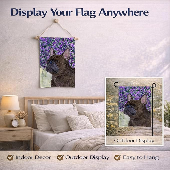 Caroline's Treasures SS8676GF French Bulldog Garden Flag Mailbox Flag Decorative Yard Flag Banner Outside Patio Artwork Yard Flower Beds, Garden Size, Multicolor