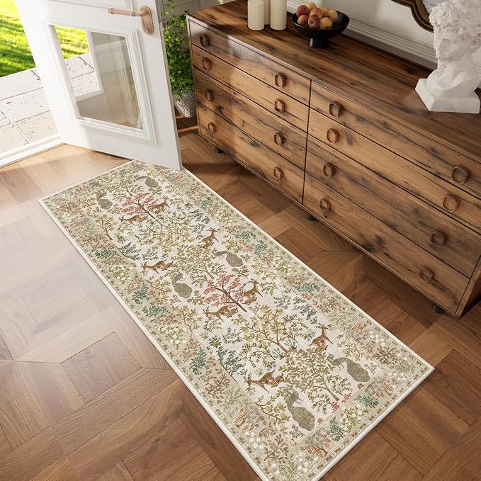Runner Rugs Washable Kitchen Runner: 2'6"x8' Hallway Runner Rug Stain Resistant Non Slip Low Pile Soft Carpet Runners Rug for Bedroom Hallways Entryway Indoor Beside Bathroom Laundry Room