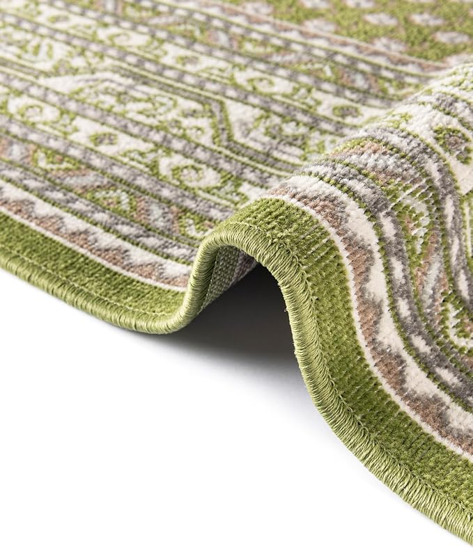 Unique Loom Williamsburg Collection Traditional Border with Dotted Center Area Rug, Rectangular 5' 1" x 8' 0", Green/Beige