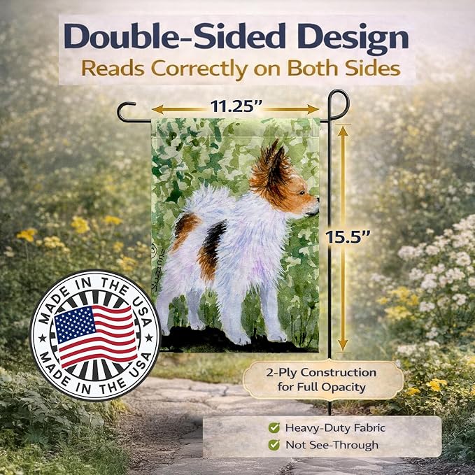Caroline's Treasures SS8714GF Papillon Garden Flag Mailbox Flag Decorative Yard Flag Banner Outside Patio Artwork Yard Flower Beds, Garden Size, Multicolor