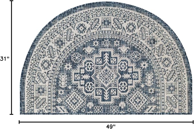 Unique Loom Outdoor Aztec Collection Area Rug - Chalca (2' 7" x 4' 1" Hearth Blue/Ivory)