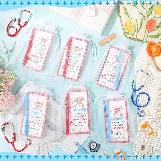 Marspark 30 Set Nurse Graduation Gift Bulk Nurses Ballpoint Pens and Greeting Cards with Bags Twist Ties for Nursing Student Medical Assistant Nurse Week Appreciation Hospital Clinic Staff Party Favor