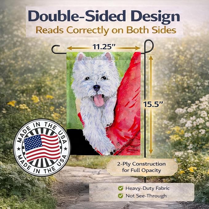 Caroline's Treasures SS8784GF Westie Garden Flag Mailbox Flag Decorative Yard Flag Banner Outside Patio Artwork Yard Flower Beds, Garden Size, Multicolor