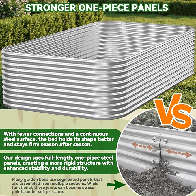 2 Pack Tall Corrugated Galvanized Steel Raised Garden Bed Outdoor, Metal Above Ground Garden Bed for Vegetables and Flowers, Raised Beds for Gardening-3x2FT