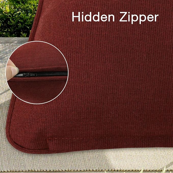 Unimatta Sunbrella Decorative Outdoor Water Repellent Throw Pillows with Inserts, Set of 4, 20" x12" Pillows for Patio, Backyard, Bed, Couch, and Patio Furniture, Spectrum Brick