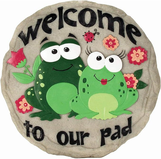 Spoontiques - Garden Décor - Welcome to Our Pad Stepping Stone - Decorative Stone for Garden