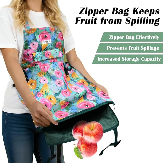 Garden Harvest Apron for Women, Fruit Picking Apron with Quick Release Bottom