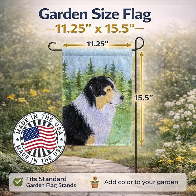 Caroline's Treasures SS8316GF Australian Shepherd Garden Flag Mailbox Flag Decorative Yard Flag Banner Outside Patio Artwork Yard Flower Beds, Garden Size, Multicolor