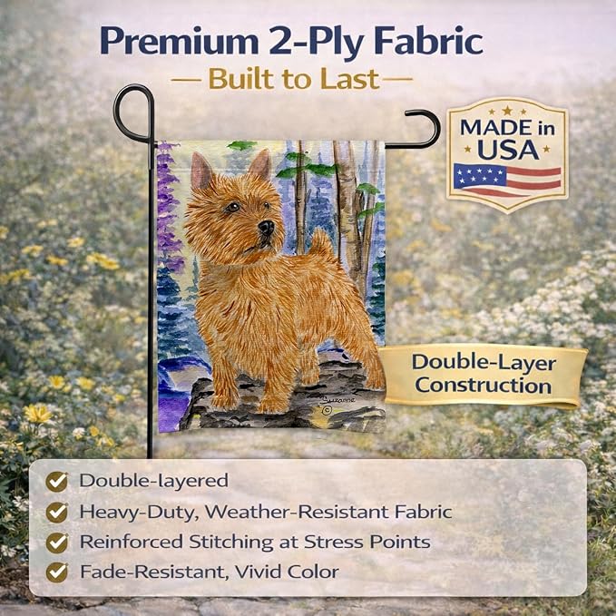 Caroline's Treasures SS8011BGF Norwich Terrier Garden Flag Mailbox Flag Decorative Yard Flag Banner Outside Patio Artwork Yard Flower Beds, Garden Size, Multicolor