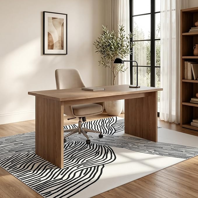 6x9 Ft Washable Area Rug, Black and Cream White Zebra Rug for Living Room | Modern Abstract Zebra 6x9 Rug with Soft Low Pile and Non-slip Backing; Machine Washable for Living Room, Bedroom, Dining Area